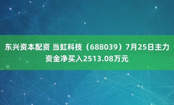 东兴资本配资 当虹科技（688039）7月25日主力资金净买入2513.08万元